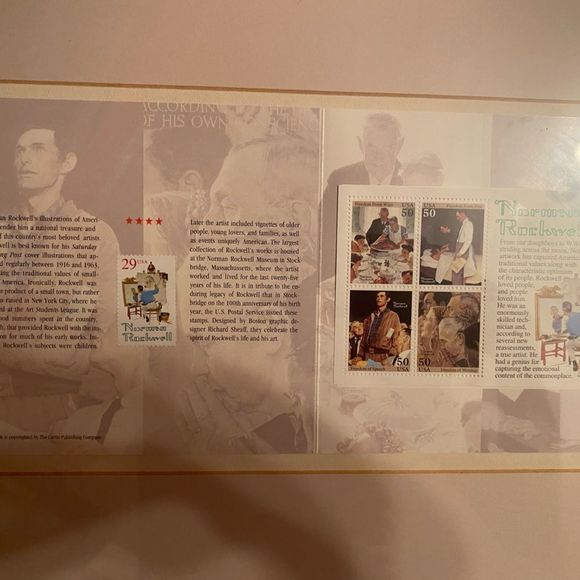 Vintage Norman Rockwell framed artwork 5 stamps collection 1994 - Picture 5 of 12